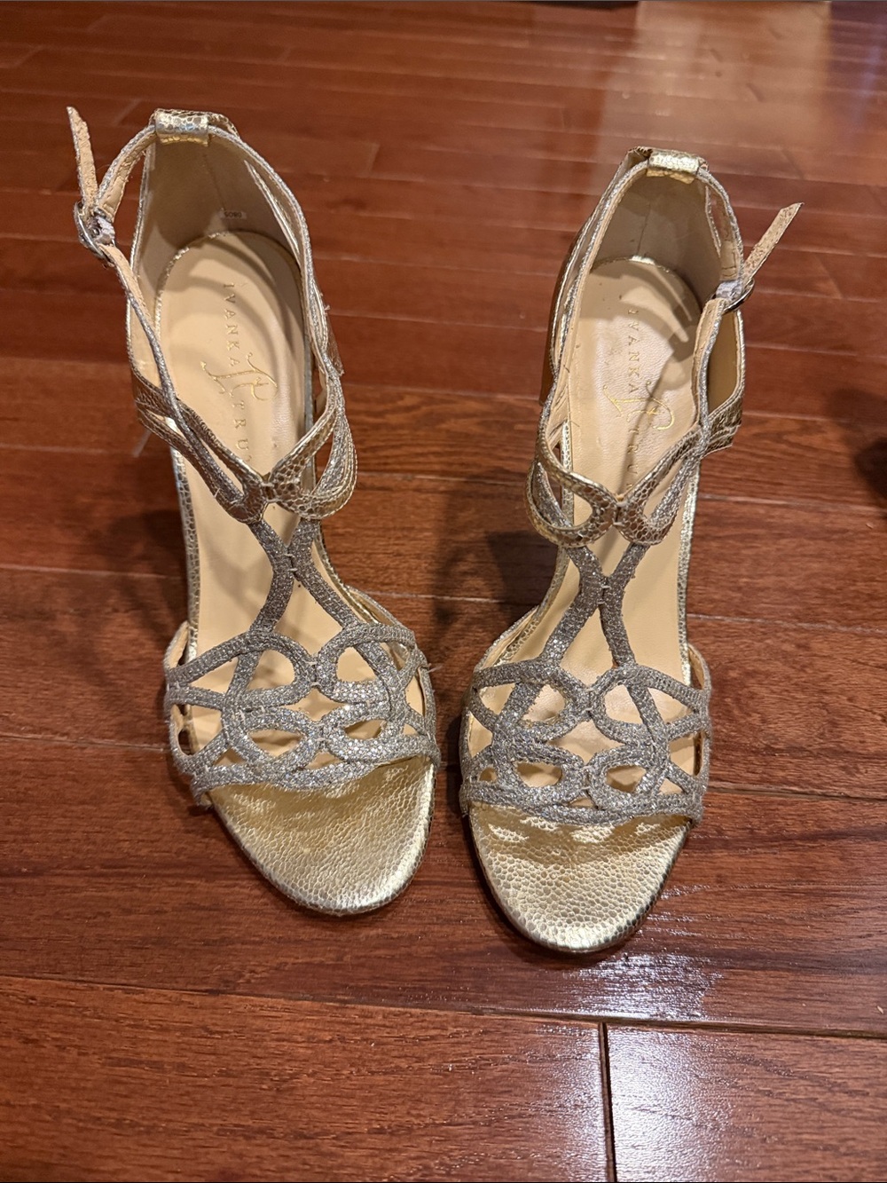 Gold and Silver Cutout Strappy High Heels